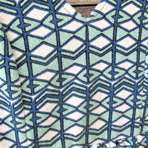 Maeve Blue/Green Geometric Cut-out dress - Picture 3 of 8